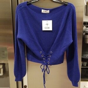 💕LF SEEK THE LABEL💕 Chunky Corset LaceUp Sweater Small S NWT